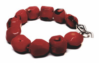 Natural Cherry Coral Nuggets Bold Statement Bracelet - Vintage