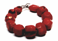 Natural Cherry Coral Nuggets Bold Statement Bracelet - Vintage
