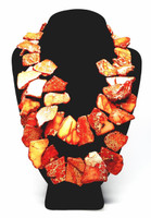 Luc Kieffer Natural Orange Jasper Stones Double-Strand Abstract Bib Statement Necklace - New