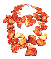 Luc Kieffer Natural Orange Jasper Stones Double-Strand Abstract Bib Statement Necklace - New