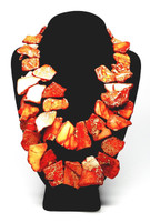 Luc Kieffer Natural Orange Jasper Stones Double-Strand Abstract Bib Statement Necklace - New