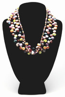 CGI Baroque and Freshwater Pearls Colorful Three-Strand Necklace - New