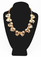 J. Crew Big Crystal Bows Statement Necklace - New