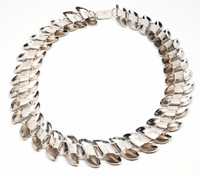 Taxco Sterling Silver Big Bean Graduated Necklace Collar - Vintage 1950s