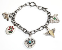 Sterling Silver Native American Collaboration Charms Bracelet by Carolyn Pollack Relios - Vintage