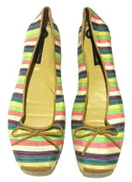 Beverly Feldman Colorfully Striped Textile Leather Bumper Loafers - Size US 10 - New