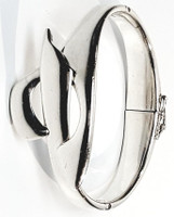 Sigi Pineda Sterling Silver Heavy Modernist Bangle Bracelet - Vintage