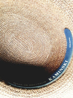 Kaminski Big Black Bow Chocolate Raffia Hand Made Hat - Vintage 1980s