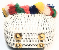 Koret Bombshell Colorful Yarn White Wicker Gold Coins Purse - Vintage 1950s Deadstock Rare 