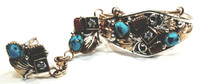 Harry B. Yazzie Sterling Silver Navajo Turquoise Coral Slave Bracelet - Vintage