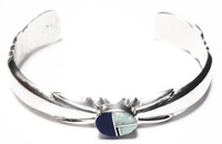 F. L. Begay Sterling Silver Lapis Opal Stones Cuff Bracelet - Vintage