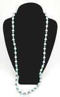 Taxco Sterling Silver Baby Blue Glass Graduated Beads Long Necklace - Vintage