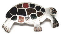 Sterling Silver Color Block Turtle Brooch - Vintage