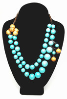 Heavy Howlite Turquoise Colored Stone Necklace and Earrings Set - Vintage