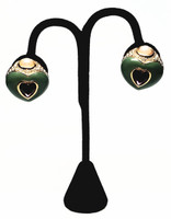 Joan Rivers Olive Green Heart Clip On Earrings - Vintage 1990s