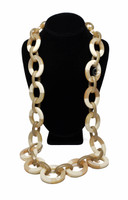 PONO by Joan Goodman So Boho Massive Italian Resin Color Block Cream and Olive Chain Statement Necklace