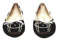 Chanel Black and Cream "CC" Logo Laced Bow Canvas Espadrille Flats - Size US 7 - Vintage