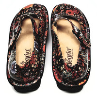 Alegria Floral Patent Leather Mary Jane Platforms - Size US 6