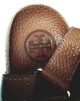 Tory Burch Caramel-Colored So Boho Soft Pebbled Leather High Wedge Mary Jane Sandals - Size US 7M