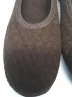 Stuart Weitzman Chocolate Suede Basketweave Ballerina Flats - Size US 6.5M - New