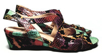 Amalfi Rangoni Colorful Snakeskin Pattern Leather  Open Toe Sandals - Size US 8.5