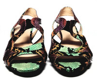 Amalfi Rangoni Colorful Snakeskin Pattern Leather  Open Toe Sandals - Size US 8.5