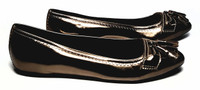 Burberry Shiny Bronze Leather Pointed Toe Tassel Ballet Flats - Size US 6.5 - New