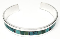 Desert Rose Trading Sterling Silver Solid Faceted Turquoise Bangle Bracelet - Vintage