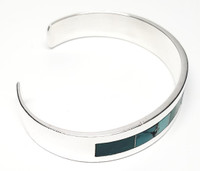 Desert Rose Trading Sterling Silver Solid Faceted Turquoise Bangle Bracelet - Vintage