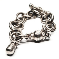 Joop! Sterling Silver Heavy Links Cannonball Toggle Bracelet - Vintage