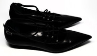 Lanvin Black Strappy Pointed Toe Flats -  Size US 8