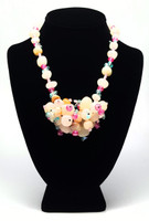 Yeng Tue Natural Stones Cream Marbled Bunch Statement Necklace - Vintage