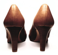 Stuart Weitzman Khaki-Colored Very Soft Leather Peep Toe Platform Heels - Size US 8.5M - New