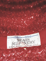 Sears Millinery Cherry Big Turned Brim Raffia Hat - Vintage 1960s Deadstock