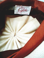 Sylvia Cream Mocha Color Block Balloon Toque Hat - Vintage 1950s Deadstock 