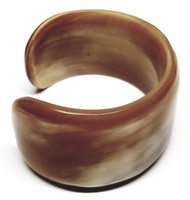PONO by Joan Goodman Caramel-Colored Wide Italian Resin Cuff Bangle Bracelet 