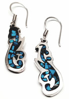 Taxco Sterling Silver Scorpion Turquoise Mosaic Tile Earrings - Vintage