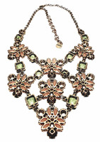 Stella & Dot Big Bold Faceted Floral Peach Rhinestones Statement Necklace - New