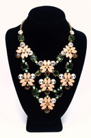 Stella & Dot Big Bold Faceted Floral Peach Rhinestones Statement Necklace - New