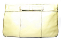 J. Crew Lime Patent Leather Flat Bow Brass Chain Purse - New