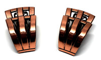 Renoir Copper Thick Band Double Layered Modernist Rhythm Earrings - 1950s Vintage