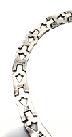 Taxco Sterling Silver Modernist Solid Cut Out Choker Necklace and Bracelet Demi Parure Set - Vintage