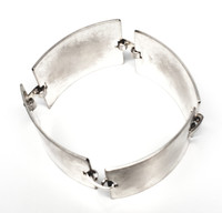 Sterling Silver Solid Modernist Concave Squares Bracelet - Vintage