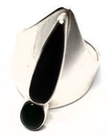 Juan Willi Sterling Silver Navajo Black and Green Onyx Ring - Vintage Rare
