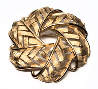 Trifari Gold Tone Cut Out Solar Statement Brooch - Vintage 1960s Rare