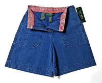 Ralph Lauren "Lake Powell High" Waist Bandana Denim Shorts - Size 2P - Deadstock Vintage 1990s