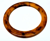 Bakelite Marbleized Butterscotch Flat Disc Bangle Bracelet - Vintage