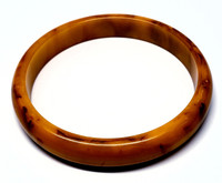 Bakelite Marbleized End of Day Butterscotch Bubble Bangle Bracelet(b) - Vintage