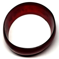 Bakelite Shiny Red Apple Wide Bangle Bracelet - Vintage