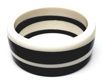 Bakelite Cookies and Cream Wide Bangle Bracelet - Vintage